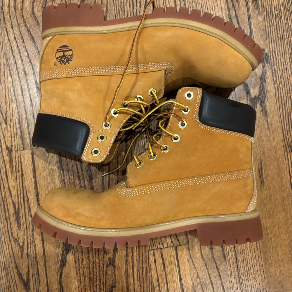 Timberland Wheat Nubuck Boots with Black Collar